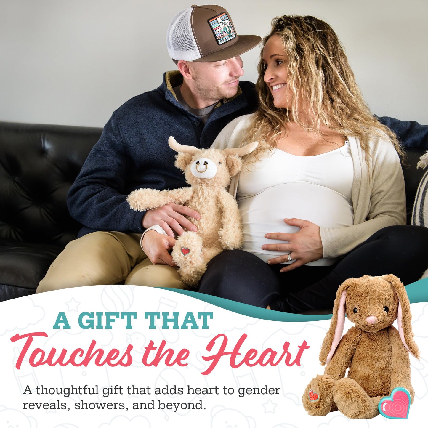 My Baby’s Heartbeat Bear, 20 Second Re-Recordable Digital Voice Recorder Plush Keepsake for Baby’s Heartbeat Memory, Pregnancy Keepsake (Not a Medical Device), Pink