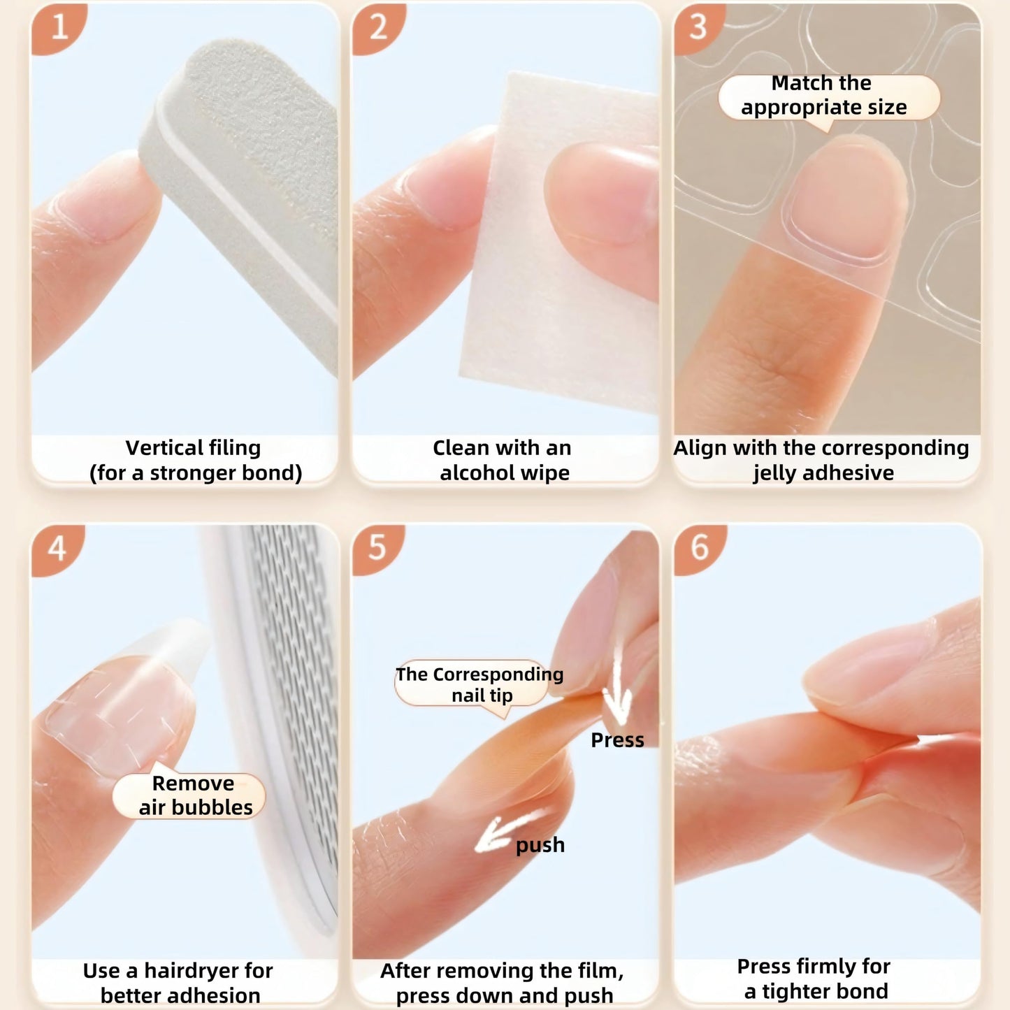 Fiaoudm Ultra-Slim Nail Adhesive Tabs – Jelly Double Sided Waterproof Gel Sticker Pads with Tool Set, Seamless & Strong Hold for Press On Nails, Fake Tips & Manicures, 24 Sizes Extra-Strong Kraft(15)