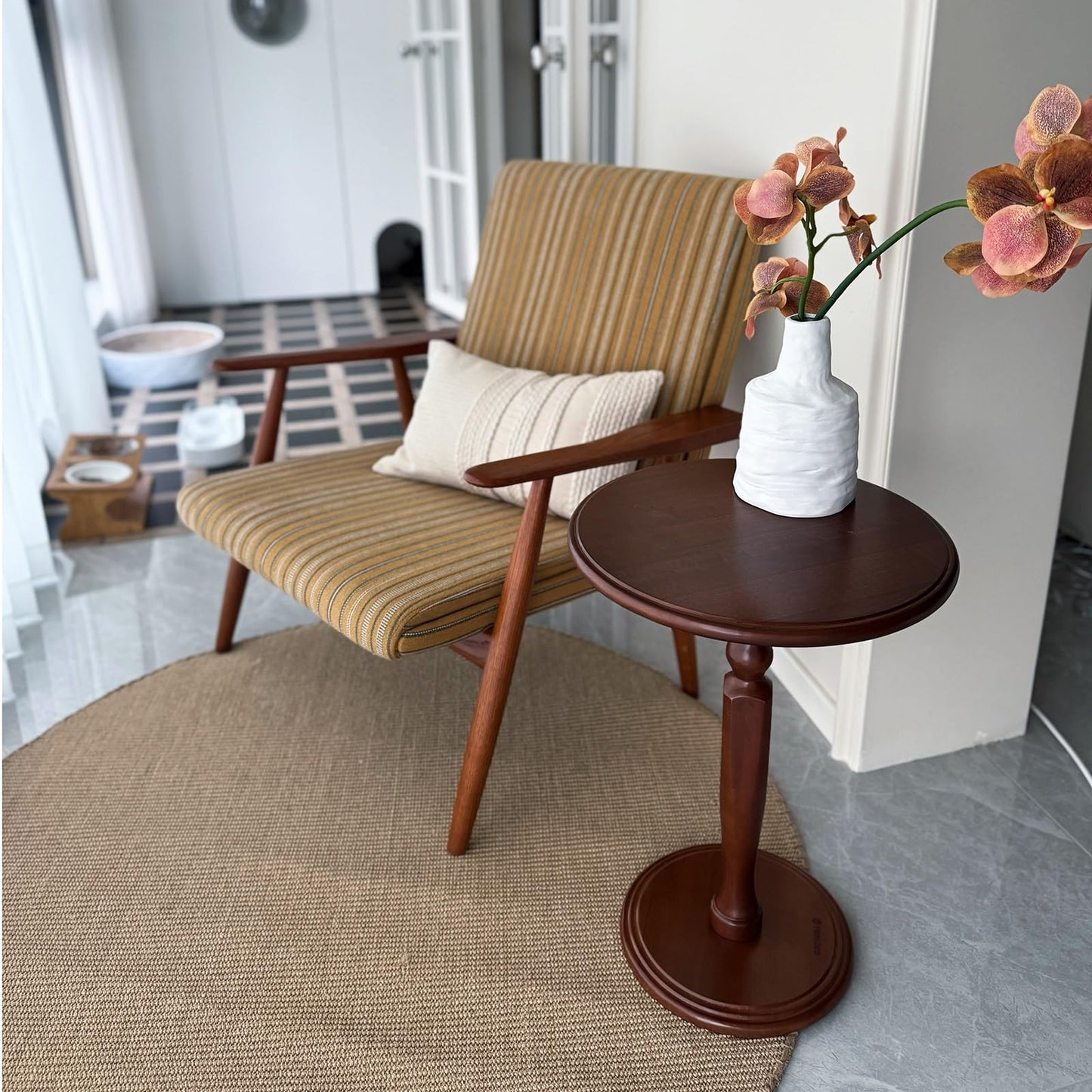 ZNKJYSZQ 21" Tall Round Accent Side Table,Solid Wood Round Pedestal End Table,Small Nightstand,Indoor Plant Stand for Bedroom, Corners, and Nursery