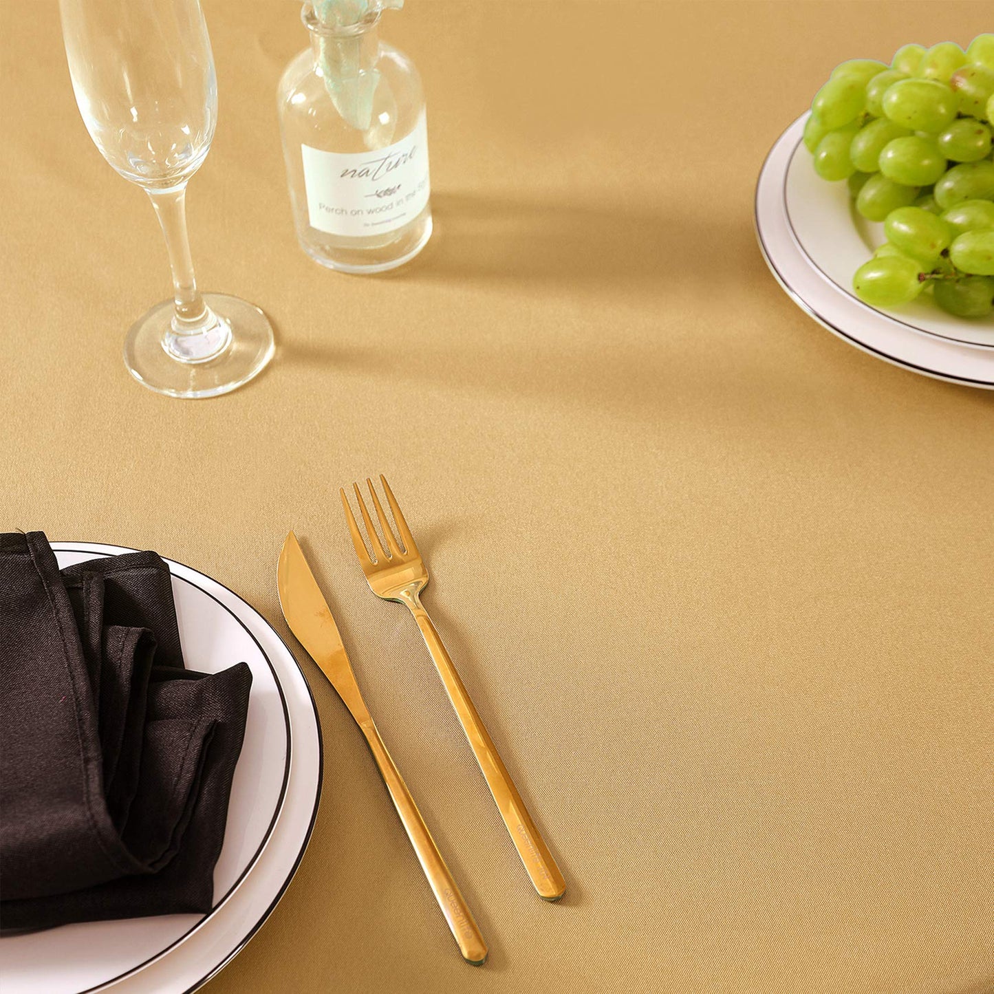 Cupuamon Rectangle Tablecloth 60x120 inch Washable Polyester Fabric Table Cloth for Wedding Party Dining Banquet Decoration(60x120, Gold)