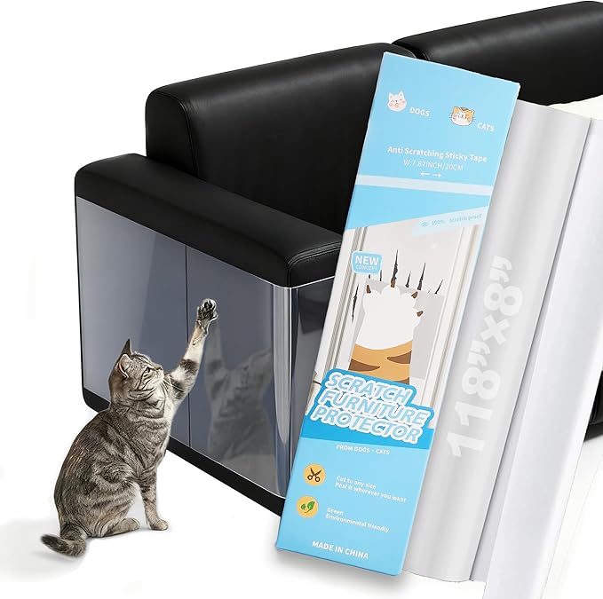 Anti Cat Scratch Furniture Protector Tape Damage-Free Couch Guard, 197"x12"