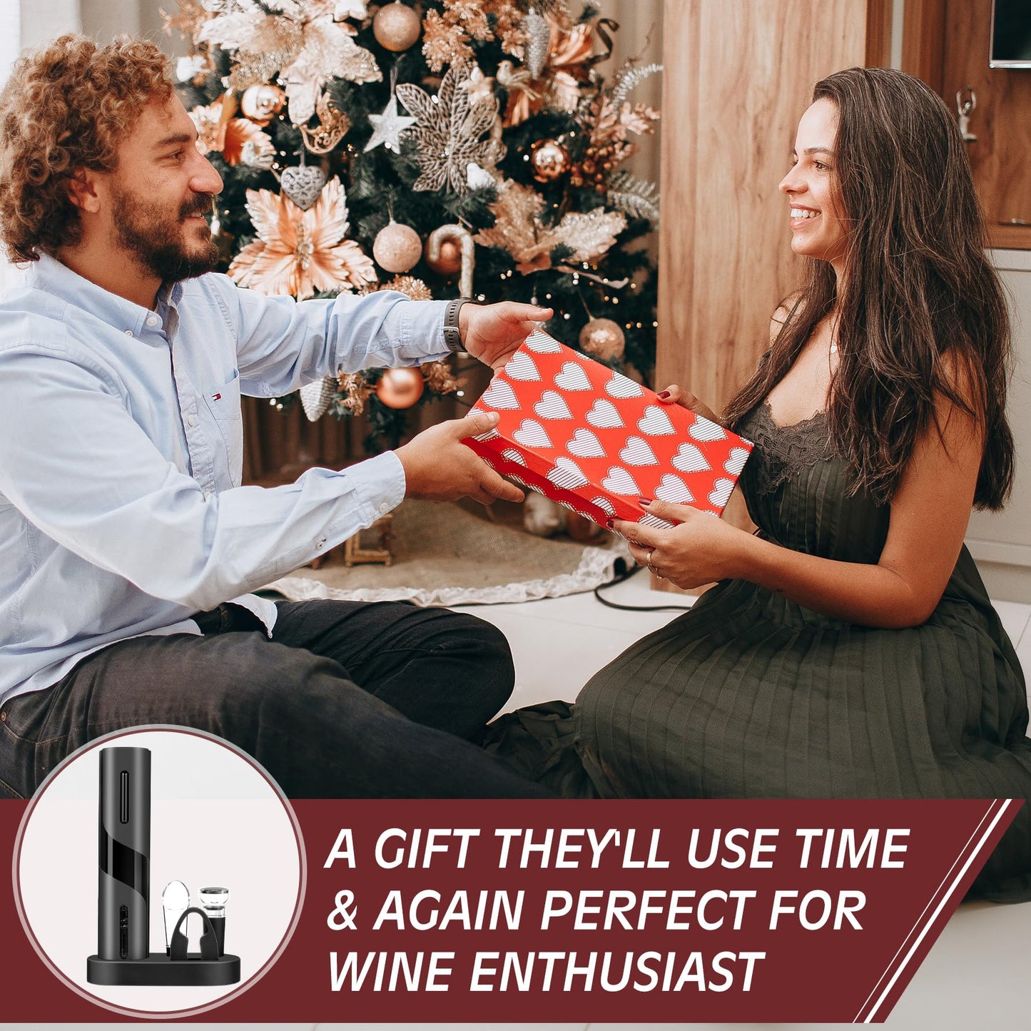 Breezesound 6-in-1 Electric Wine Bottle Opener Set, Cordless Rechargeable Wine Opener with Charging Base, Foil Cutter, Aerator Pourer & Stopper - Perfect Wine Gift Set for Wine Lovers