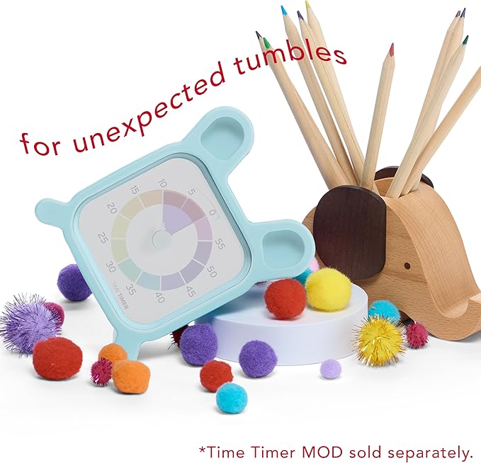 Time Timer Bunny Protective Removable Case for MOD Visual Timer – Light Blue Silicone Cover for Drop Protection – Fun & Tough, Cute Animal Design for Classrooms, Kids, Special Needs, and Gifts