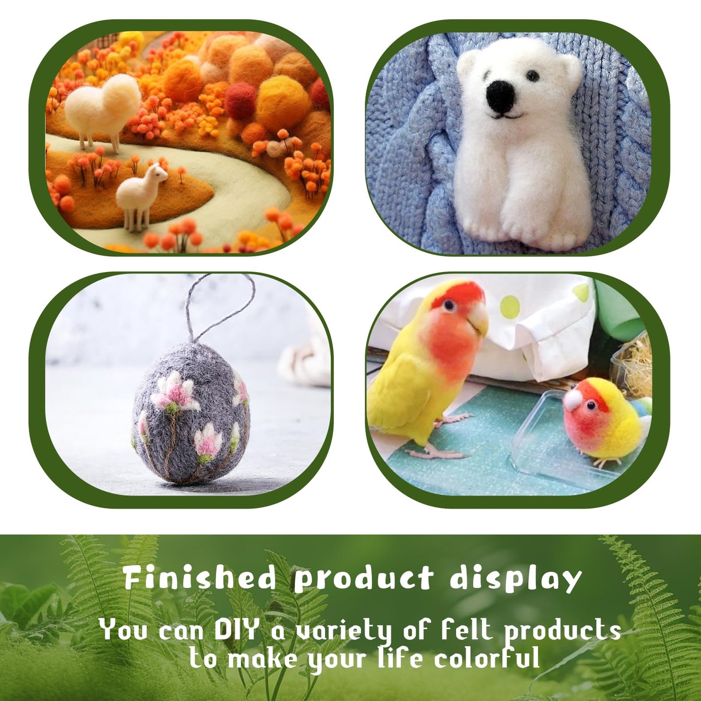 Needle Felting Kit for Beginners, Wool Roving 40 Rolls, Felting Needles, Needle Felting Tools Kit with Spiral, Cone, Triangle Felting Needles,Wool Felting Pad, Felting Supplies