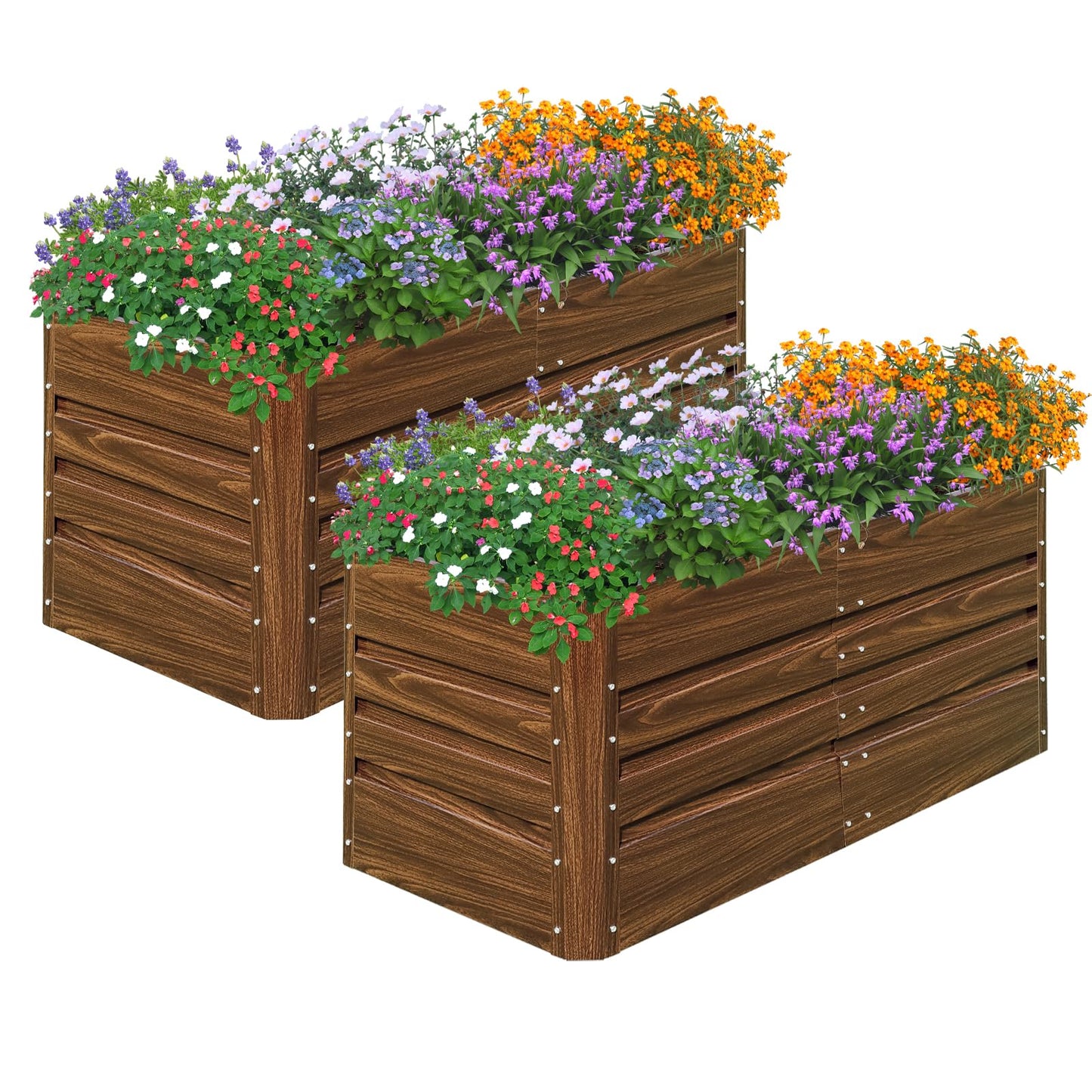 SnugNiture Galvanized Raised Garden Bed 6x3x2FT and 4x2x2FT Outdoor Large Metal Planter Box Steel Kit for Planting Vegetables, Flowers