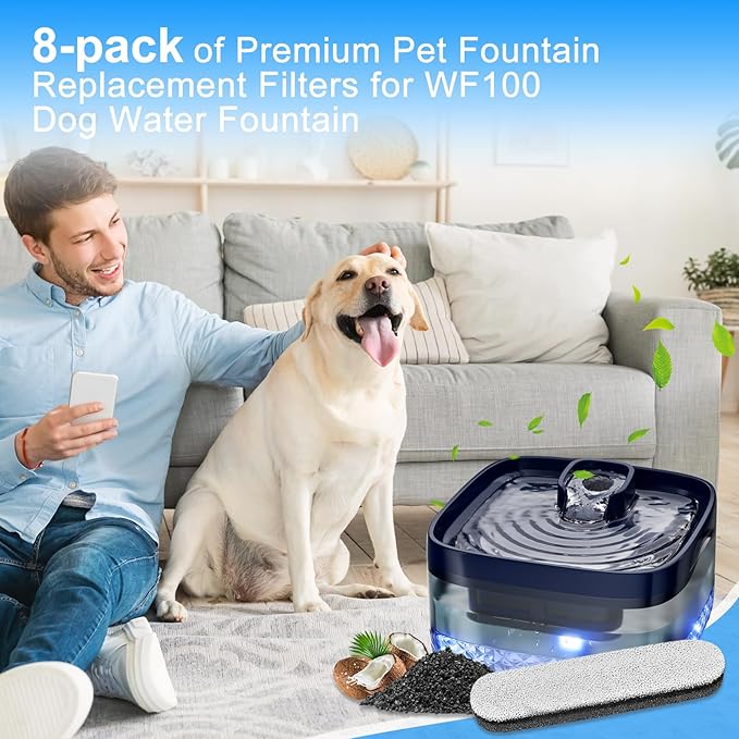 MyfatBOSS 8pc Dog Water Filter Compatible with MAILOFY WF100 256oz/2Gal/8L