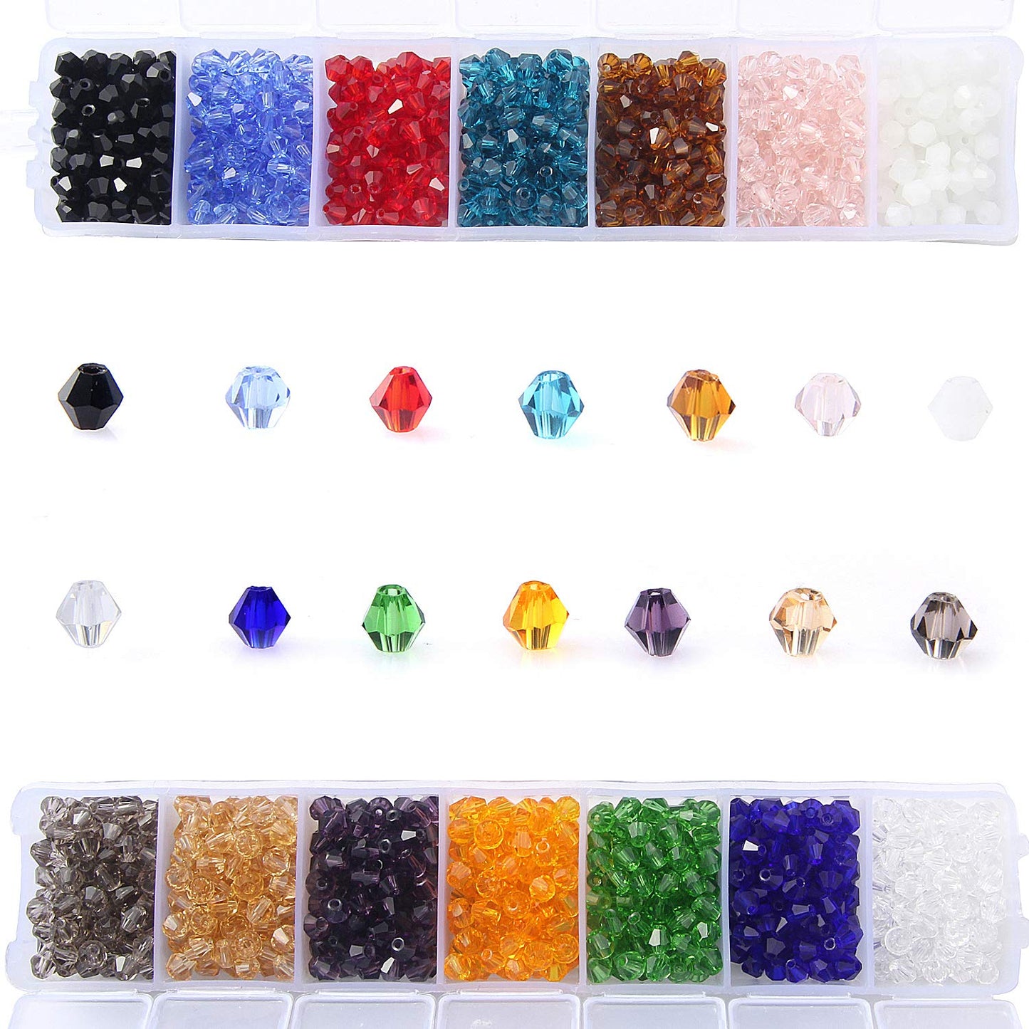 Bicone Crystal Beads Bulk Beaded Wholesale 4MM Beads Mix Lot of 1400pcs Faceted Crystal Glass Beads for Jewelry Making