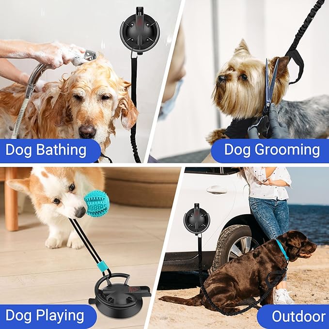 Dog Grooming Bathing Suction Cup with Tether, Dog Tether Indoor Outdoor