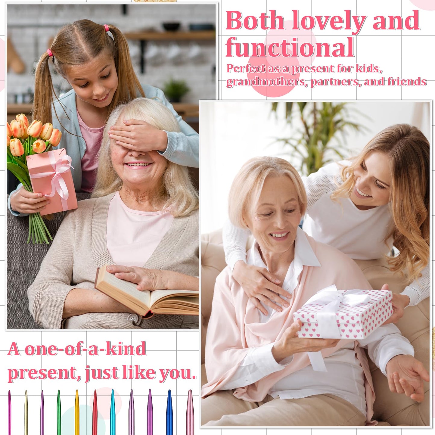 Oqqlin Double Point Knitting Needles Set, 55 Pcs 6 Inch Aluminum Knitting Needles 11 Size Multicolor Straight Knitted Needle for Beginner, Handmade, Sweaters, Scarves, Any Weave Yarn Projects