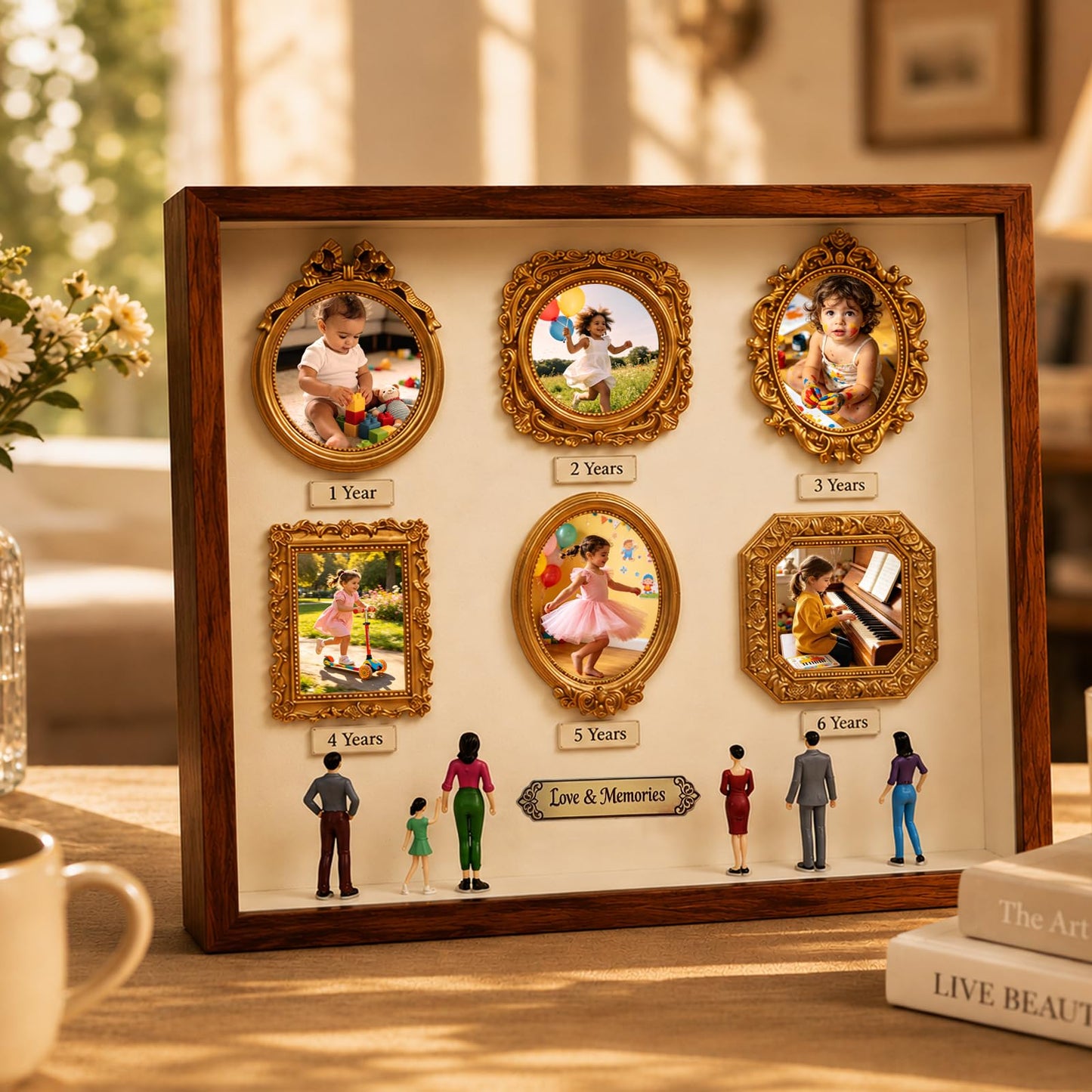 14.6" x 11.6" Spacious Silhouette Shadow Box Frame, DIY Mini Museum Kit with Larger Inner Frame & Figurines Build Your Own Museum of Us, Gift for Birthday Anniversary & Valentine's Day, Silhouette Box
