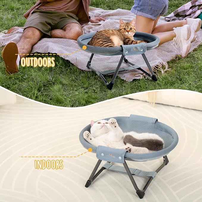 KITTY KINGDOM No-Assembly Folding Cat Hammock, Portable Elevated Cat Bed