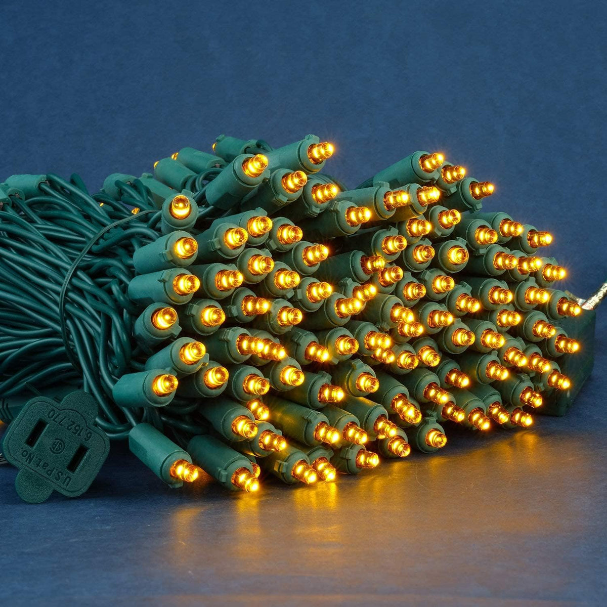 200 Count Orange Wide Angle LED Christmas Lights, 66 ft Green Wire UL Certified Commercial Grade 5mm Holiday String Light Set (Orange)