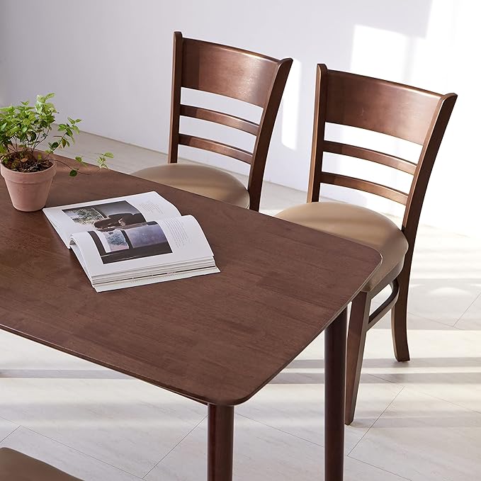 Livinia Aslan 47" Malaysian Oak Rectangular Wooden Dining Table/Solid Wood Kitchen Desk (Walnut)