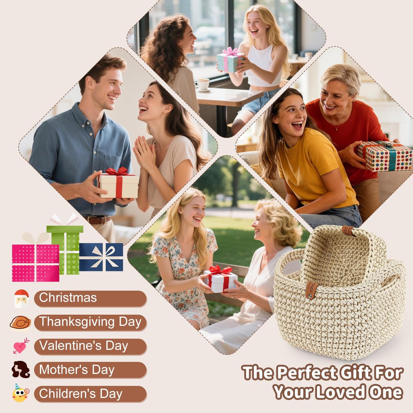 27PCS Crochet Basket Kit for Beginners (L&S), Complete Crocheting Basket for Storage, Knitting Starter Set with Instruction , Beginner Crochet Kit for Adults, Crocheting Gift for Home Decor Family