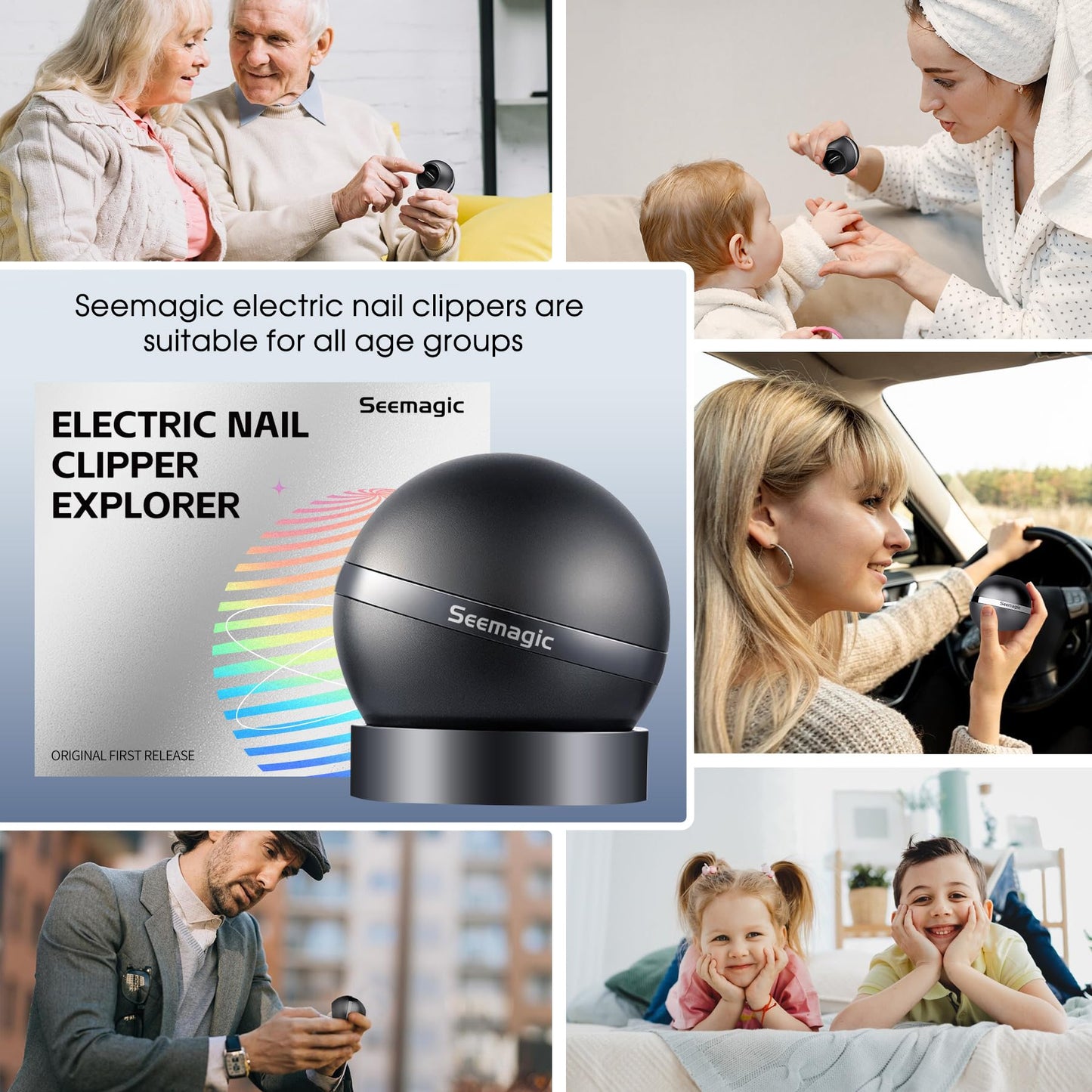 Electric Nail Clipper, 2 in 1 Automatic Electric Nail Clippers with LED Light, 2 Speeds Nail Trimmer Gift for Senior Adults Students Baby