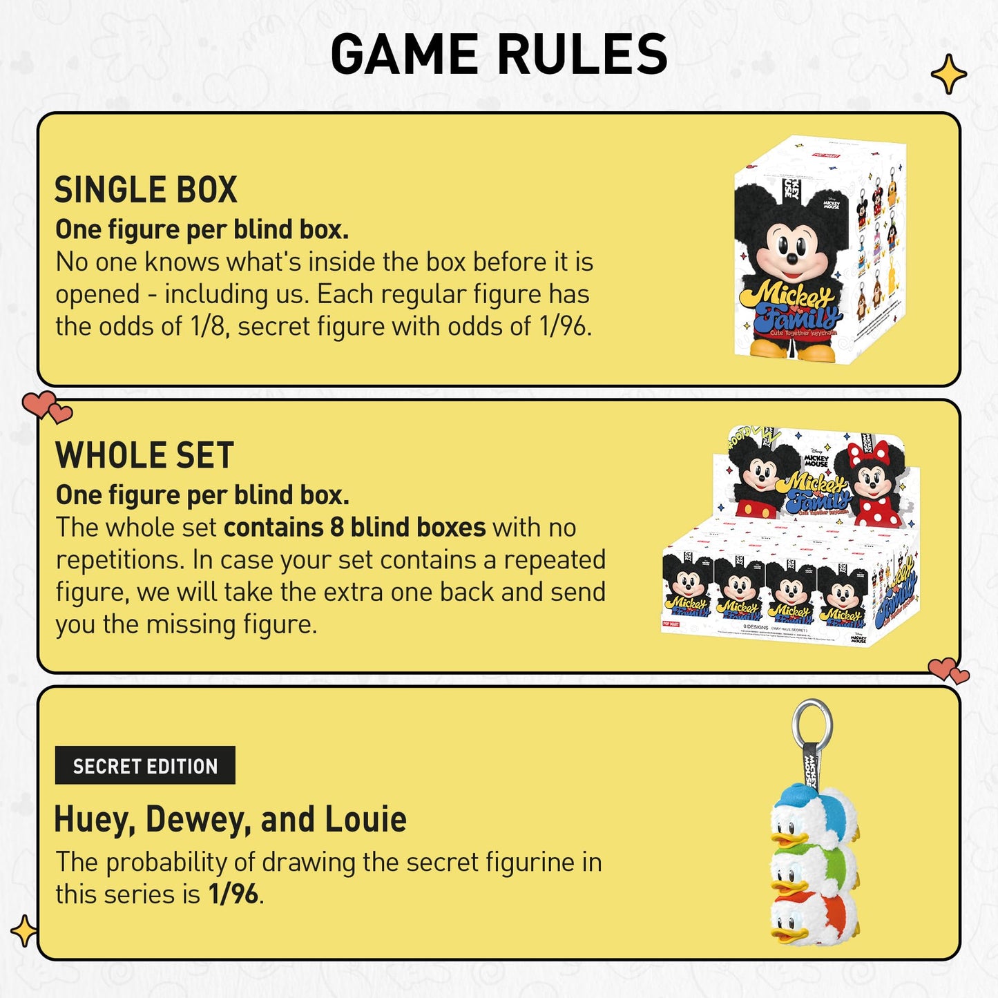 POP MART Mickey Family Figures Cute Together Keychain Series Blind Box ,Random Design Action Figures Collectible Toys Home Decorations, Single Box