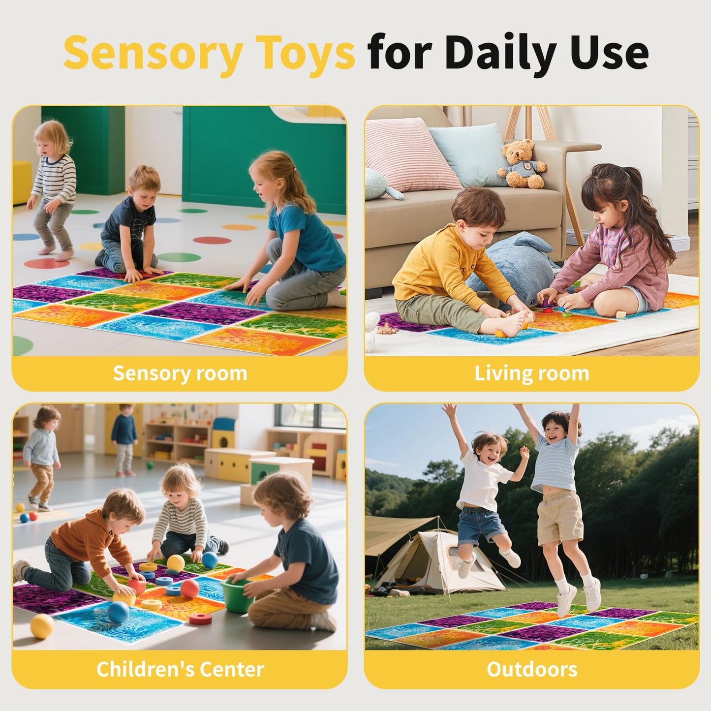 edusense Liquid Motion Floor Tiles – Interactive Sensory Play Mats for Kids, Non-Slip & Cushioned, Dynamic Visual Effects, Develop Motor Skills, Easy to Store, for Home & Classroom