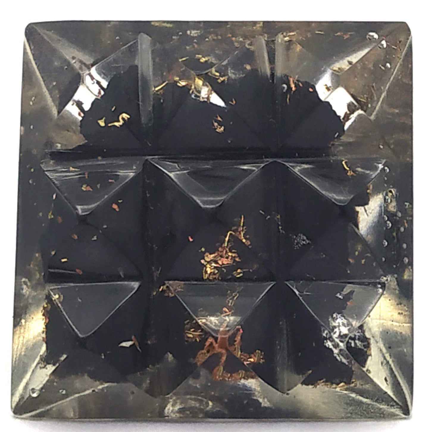 Amazing Gemstone Shungite Lemurian Orgone Pyramid - 30mm Small Orgonite Pyramids with Crystals and Healing Stones - Authentic Organite Gifts