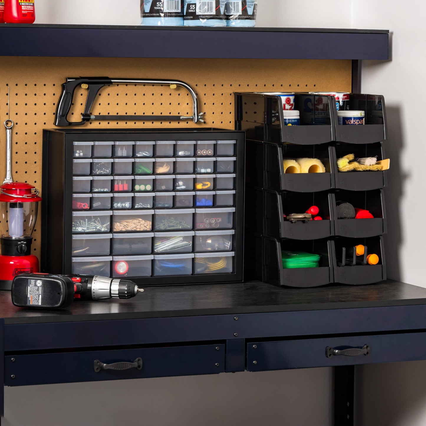 IRIS USA Small Parts Storage, Made in USA, Cabinet, 44-Drawer Organizer for Screws, Nuts, Bolts, Electronics, Hardware, Beads, Crafts, Building Bricks, Stackable Garage Storage – Black