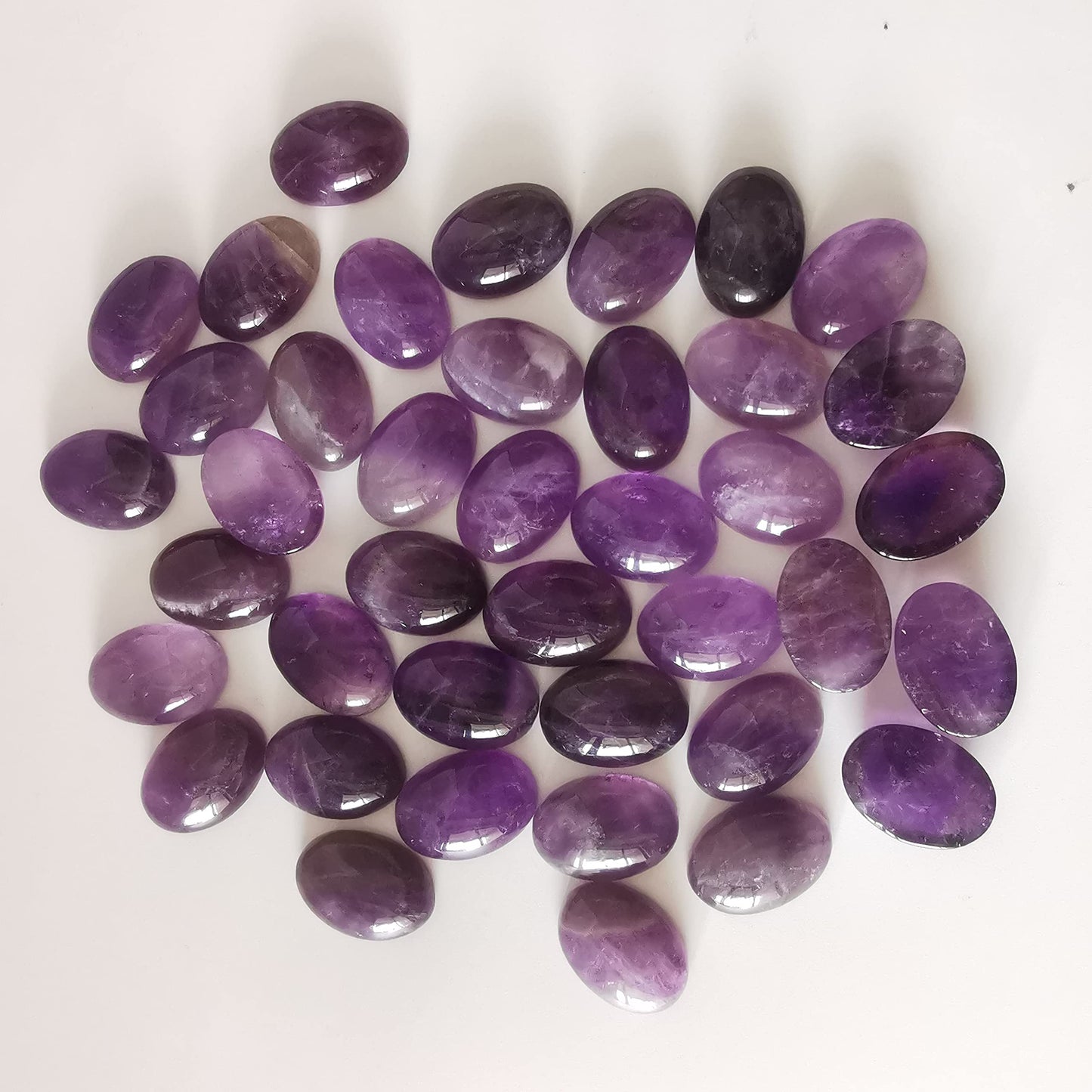 Loveliome 18x13mm Oval Cabochons Flatback Crystal Stone Gemstones Beads for Jewelry Making DIY Pack of 10, Amethyst