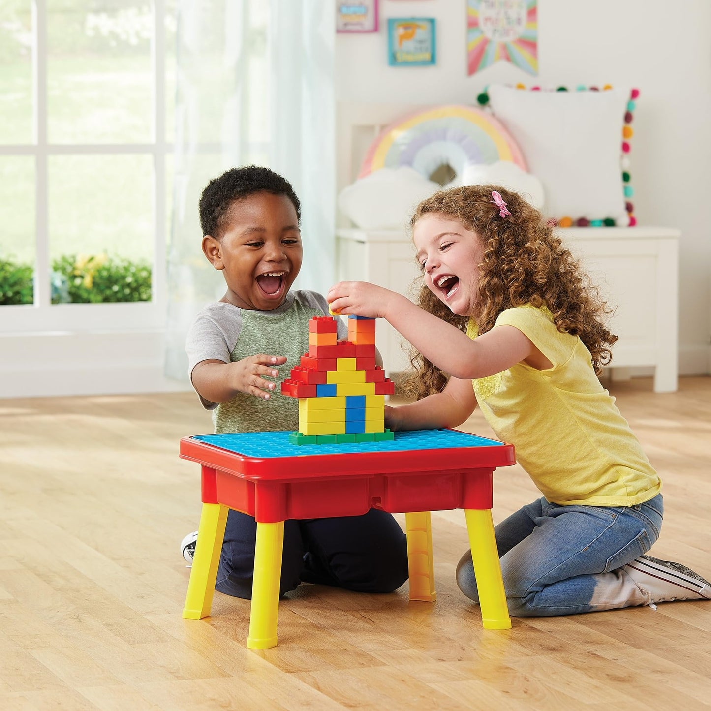 Toddler Sensory Kids Table with Lid | Sensory Bin | Kidoozie | Mega Block Compatible Lid | Indoor Outdoor Use , Red, G02521 17 x 12.5 x 11 inches