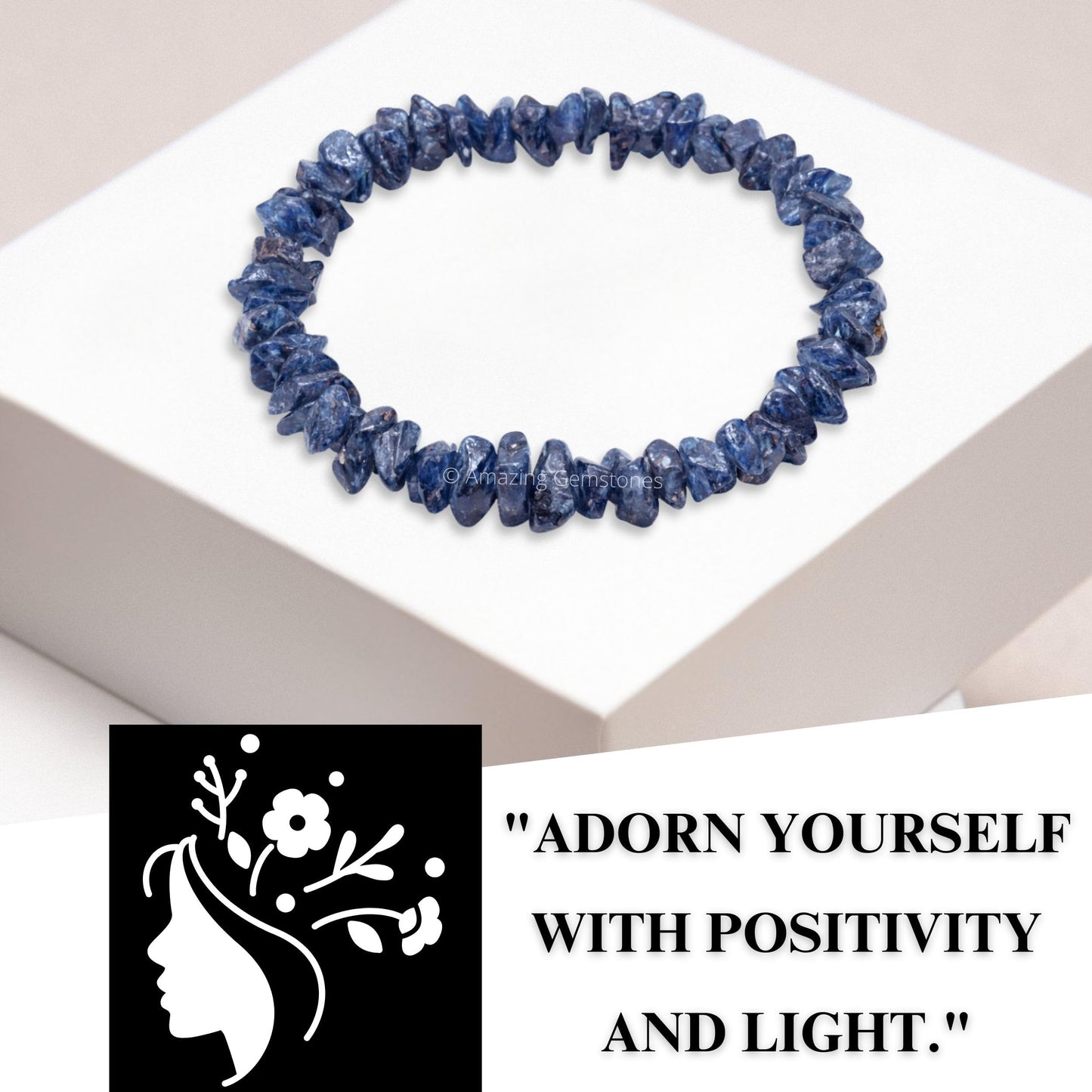 Amazing Gemstone Chips Bracelet (Iolite)
