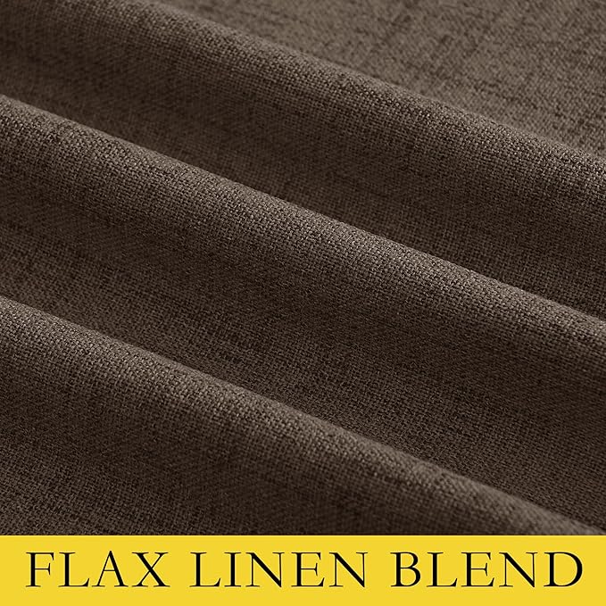 NICETOWN Coffee Vintage Linen 100% Blackout Curtains for Classroom, Thermal Insulated Curtains 72" Long, Noise Reducing Window Treatment Drapes for Gym Room, 42" Wide Per Panel, Set of 2