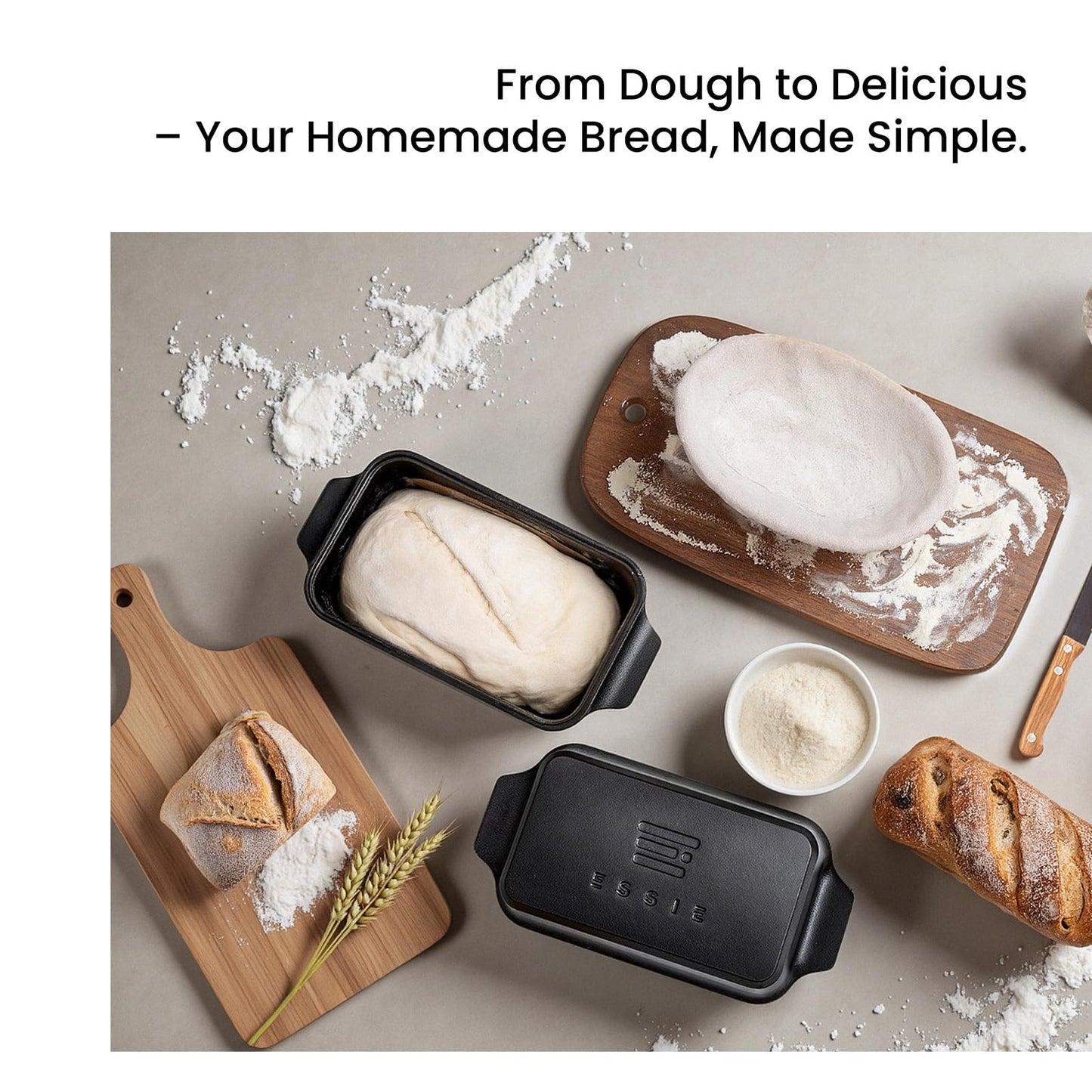 RYEDE Cast Iron Duct Oven for Sourdough Bread baking, 9×5 Loaf Pan with Lid, Bread Pans for Homemade Bread, 2 in 1 Dutch Oven Pot with Lid, Pre-Seasoned (4.5 QT)