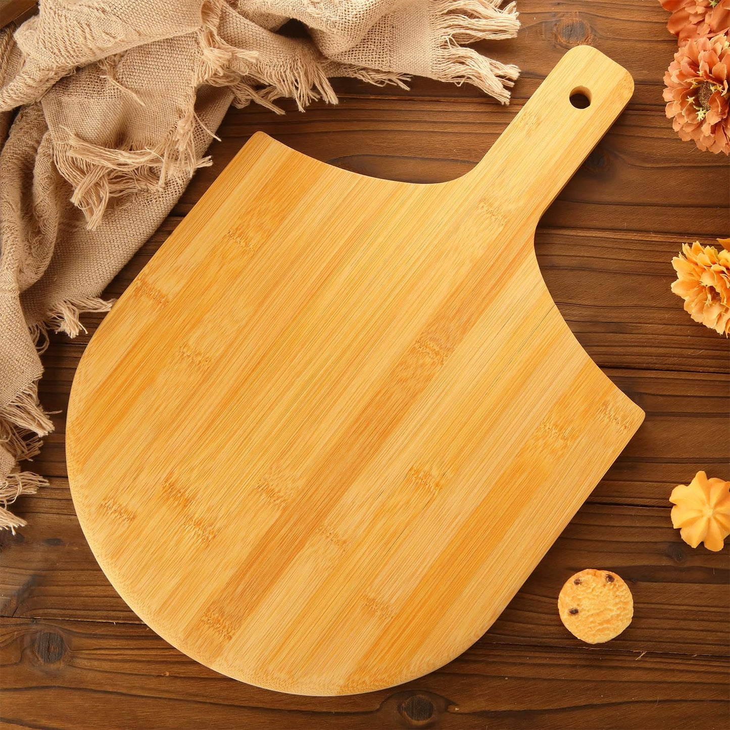 MUXHEL 4 Pcs Bamboo Pizza Peel 12 Inch, Wood Pizza Paddle 12 Inch, Pizza Cutting Board with Handle for Making Pizza