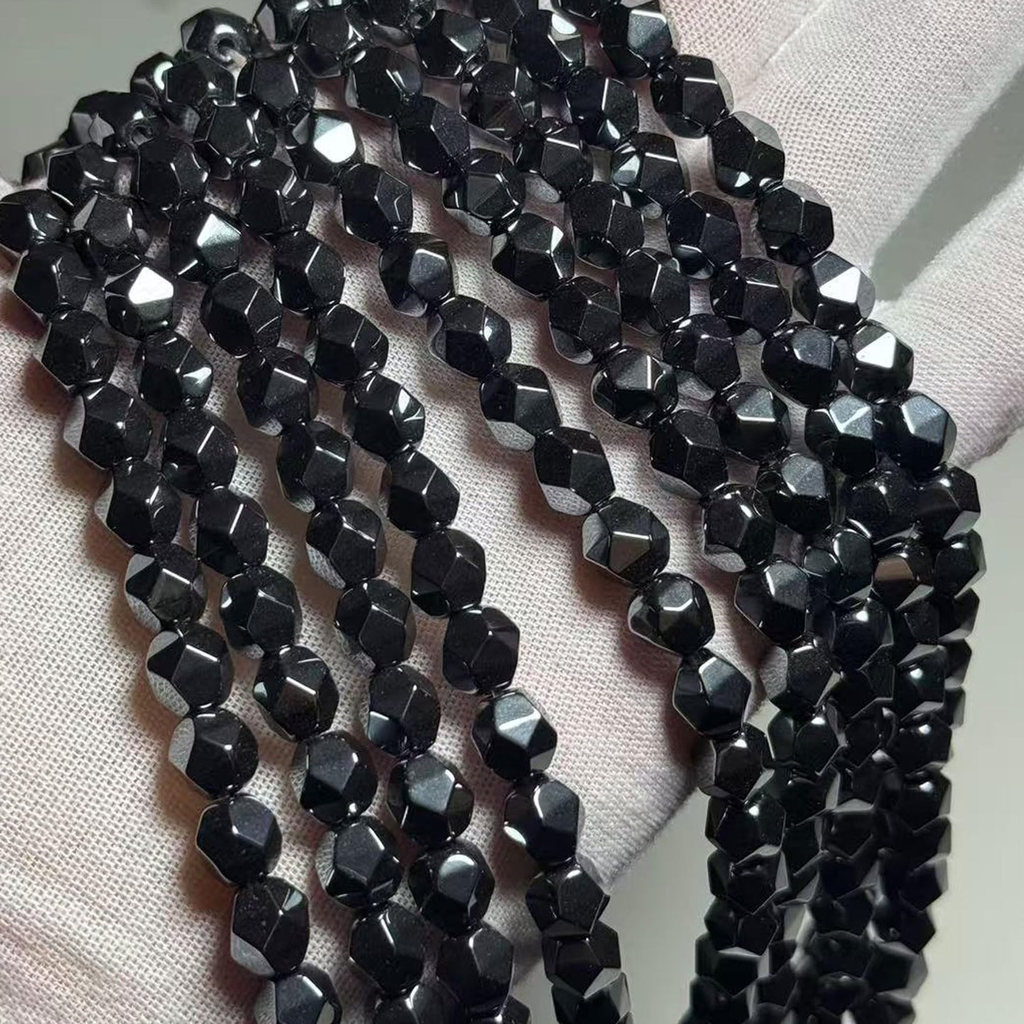 MJDCB Best Sellers Natural Stone Beads Faceted Polygon Hematite Energy Stone Healing Power for Jewelry Making(8mm)