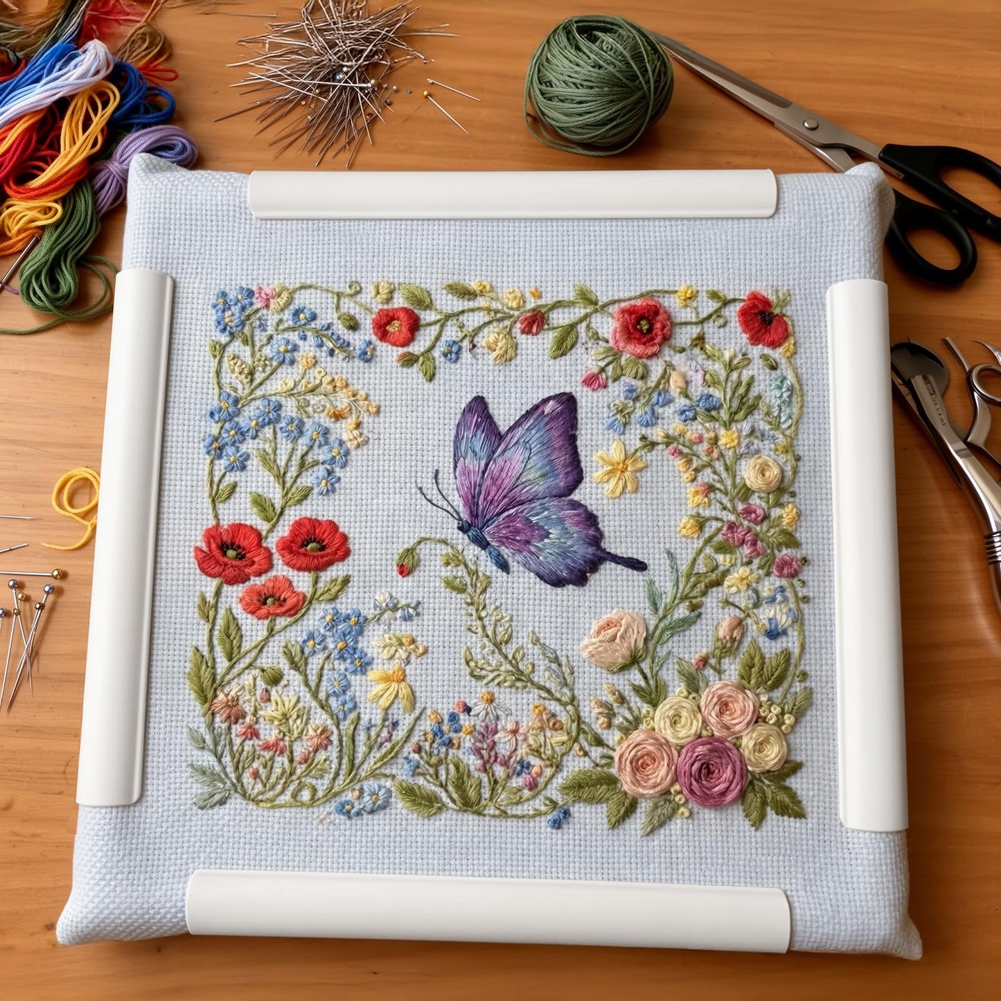 Tosnail 3 Pack Square Embroidery Hoop, 6", 8", 11" Cross Stitch Hoops and Frames, Plastic Quilting Snap Frame, Needlework Tools Accessories for Crafts, Hand Quilting, Painting Canvas