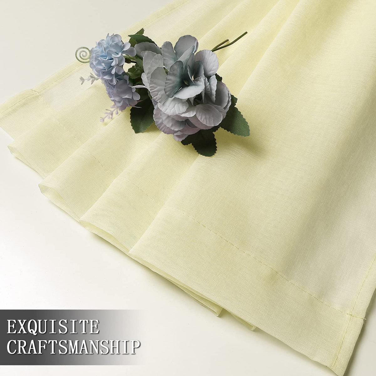 Short Sheer Curtains Linen Textured Bedroom Curtain Sheers Light Filtering Rod Pocket Voile Curtains for Living Room