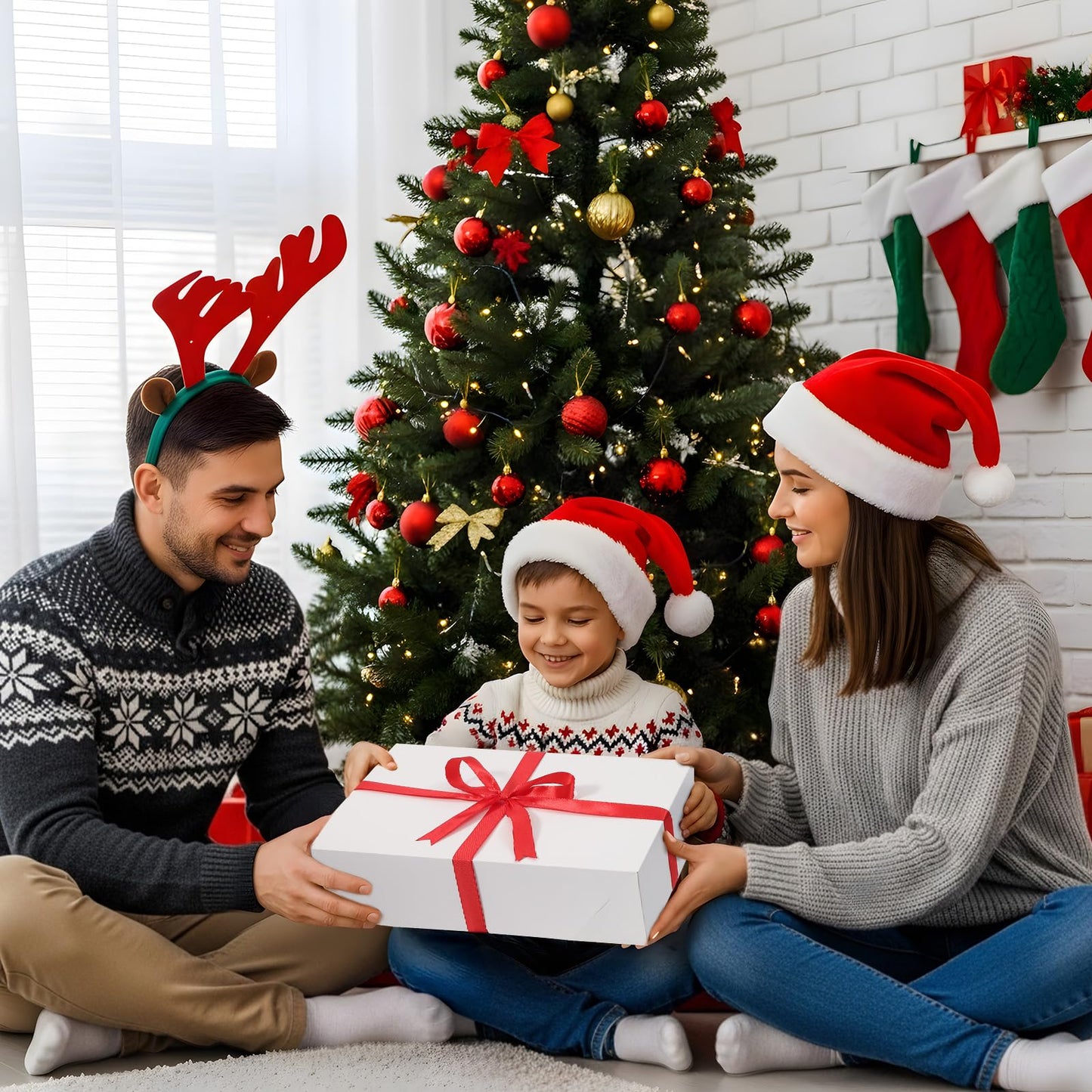 STYPOP 12 Pack Gift Boxes with Lids for Present - 6 Extra Large 17" (4" Deep) & 6 Large 14" (2" Deep) White Gift Boxes for Clothing Wrapping, Christmas
