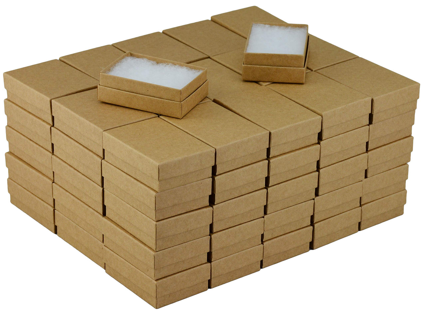 JPB Recycled Kraft Cotton Filled Jewelry Boxes #32 (Case of 100) (3 1/8" x 2 1/8" x 1")