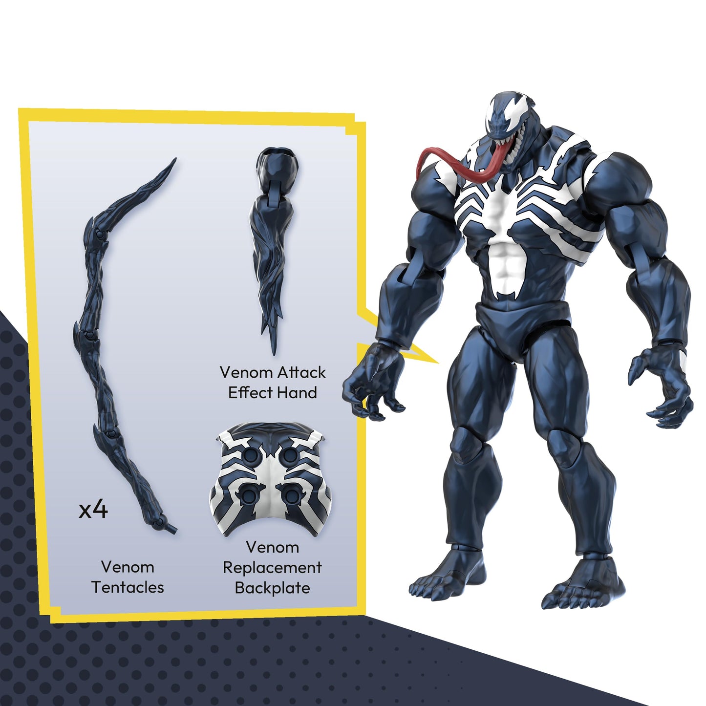 BLOKEES Champion Class - Marvel Rivals - Venom Action Figure - 185 Pieces Model Kit - 6 Inch - 90 Points of Articulation - Assembly Required - No Tools - No Cutting - No Glue - No Paint - Age 14+