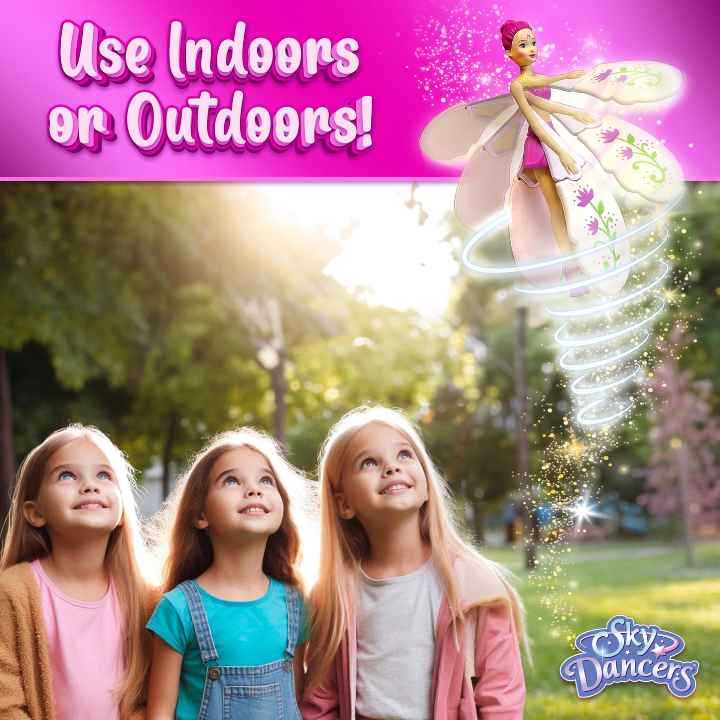 Sky Dancers Flying Doll – Fuchsia Fantasy | Original 90s Throwback Toy that Really Flies | Pull-String Powered, No Batteries Needed | Magical Gift for Girls & Boys Ages 6+