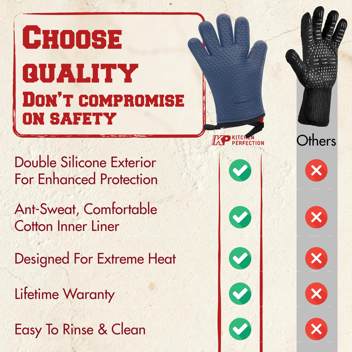 Silicone Griddle Grill Gloves Heat Resistant Oven Mitts