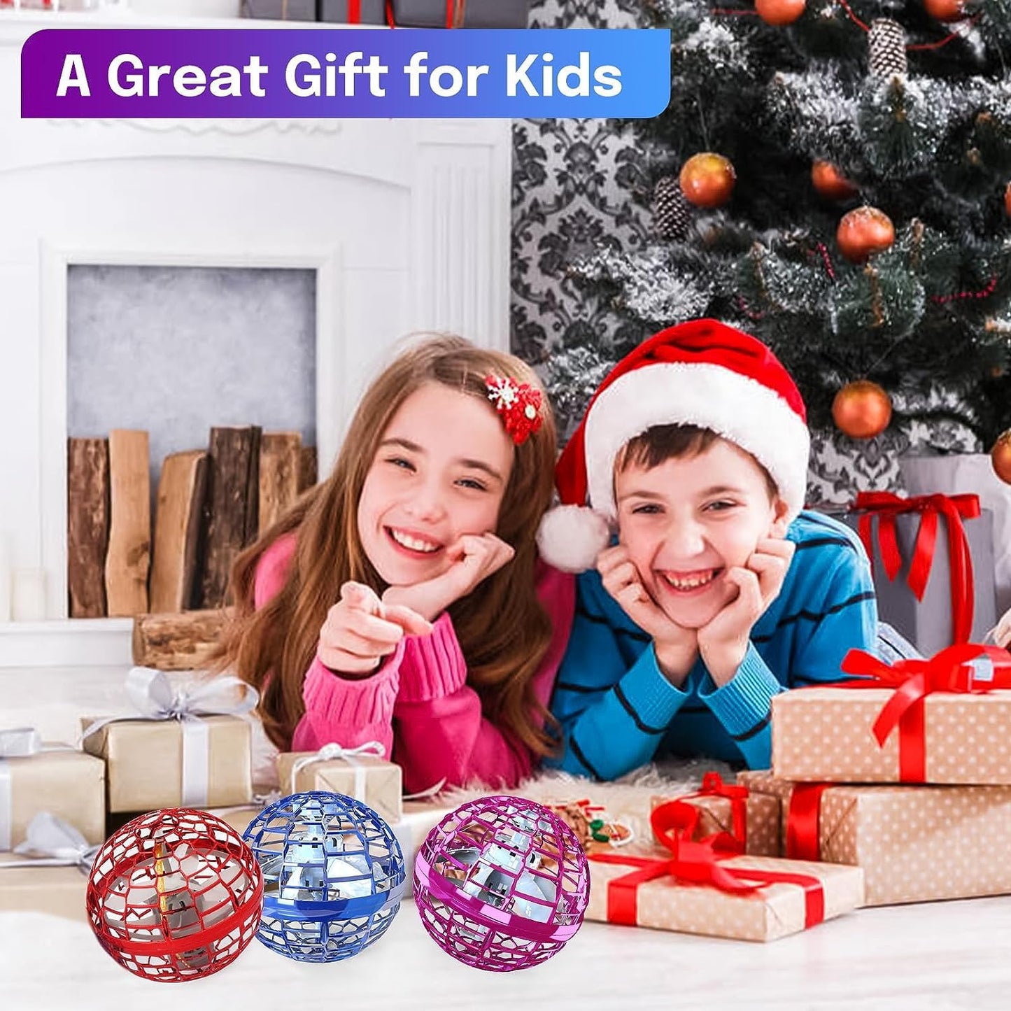 Kidsjoy Fly Orb Hover Ball Floating Boomerang Spinner Drone Balls - Cool Toys Gifts for 6-15 Year Old Boys & Girls (Blue) (Red_01)