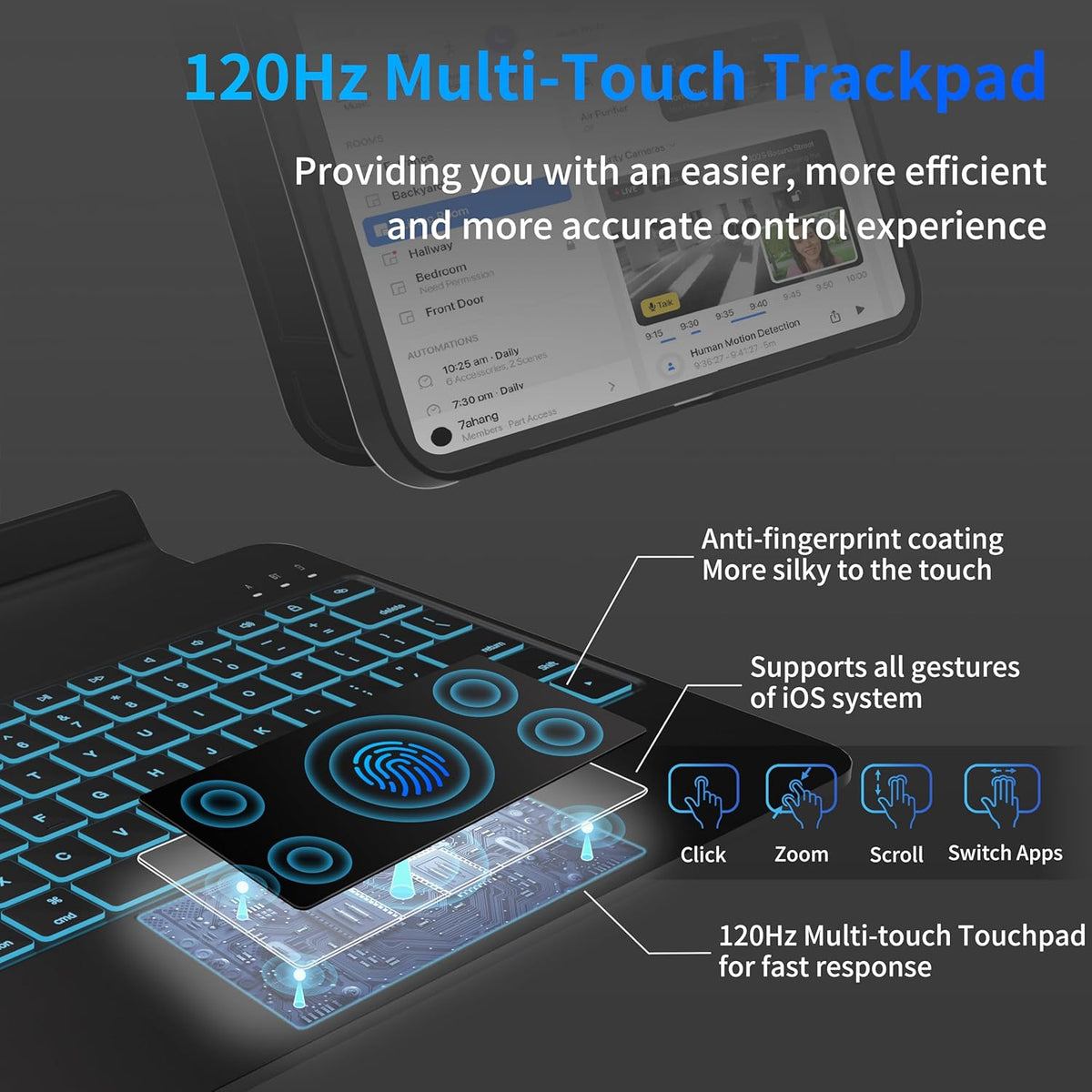 iPad Pro 13 Inch Case 2024 with Keyboard, Magnetic Detachable Keyboard Case for iPad Pro 13 Inch (M4, 2024) with 7 Colors Backlight, Multi-Touch Trackpad, Portrait/Landscape Mode (Black)