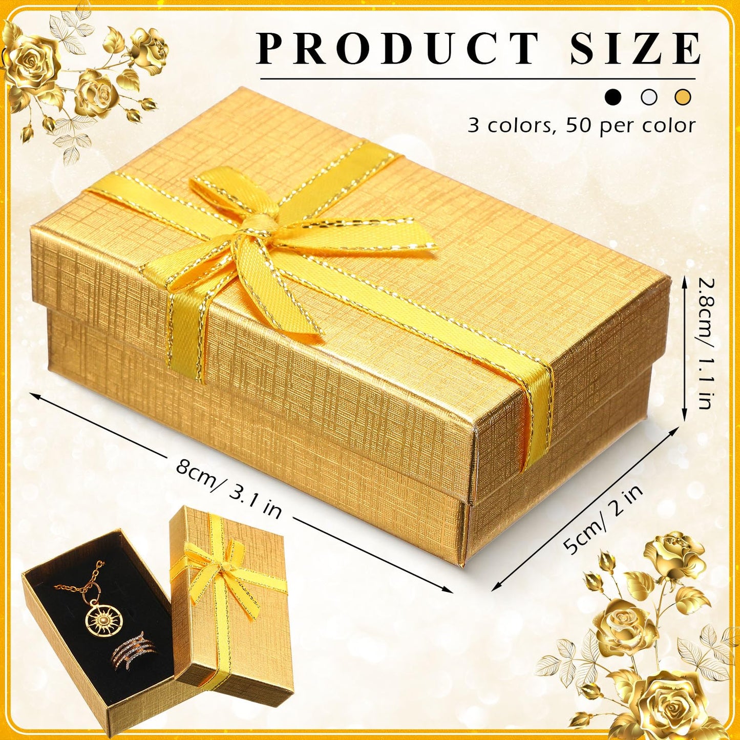 Bucherry 72 Pcs Jewelry Boxes Small Gift Boxes Bulk Cardboard Jewelry Gift Box with Bow for Ring Necklaces Earring Bracelet