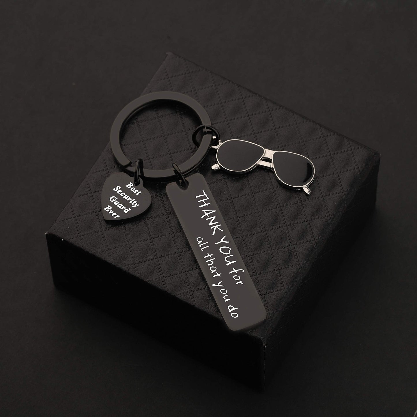 TIIMG Security Guard Gift Keychain - Thank You For All That You Do (Black)