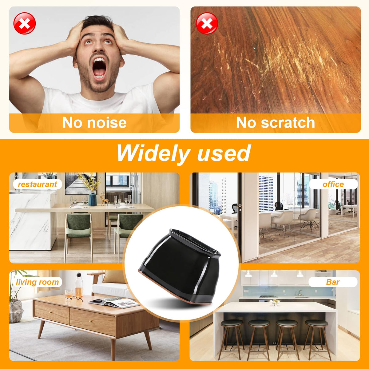 16 Pack Rectangle Chair Leg Floor Protectors for Hardwood Floors (16 Count)
