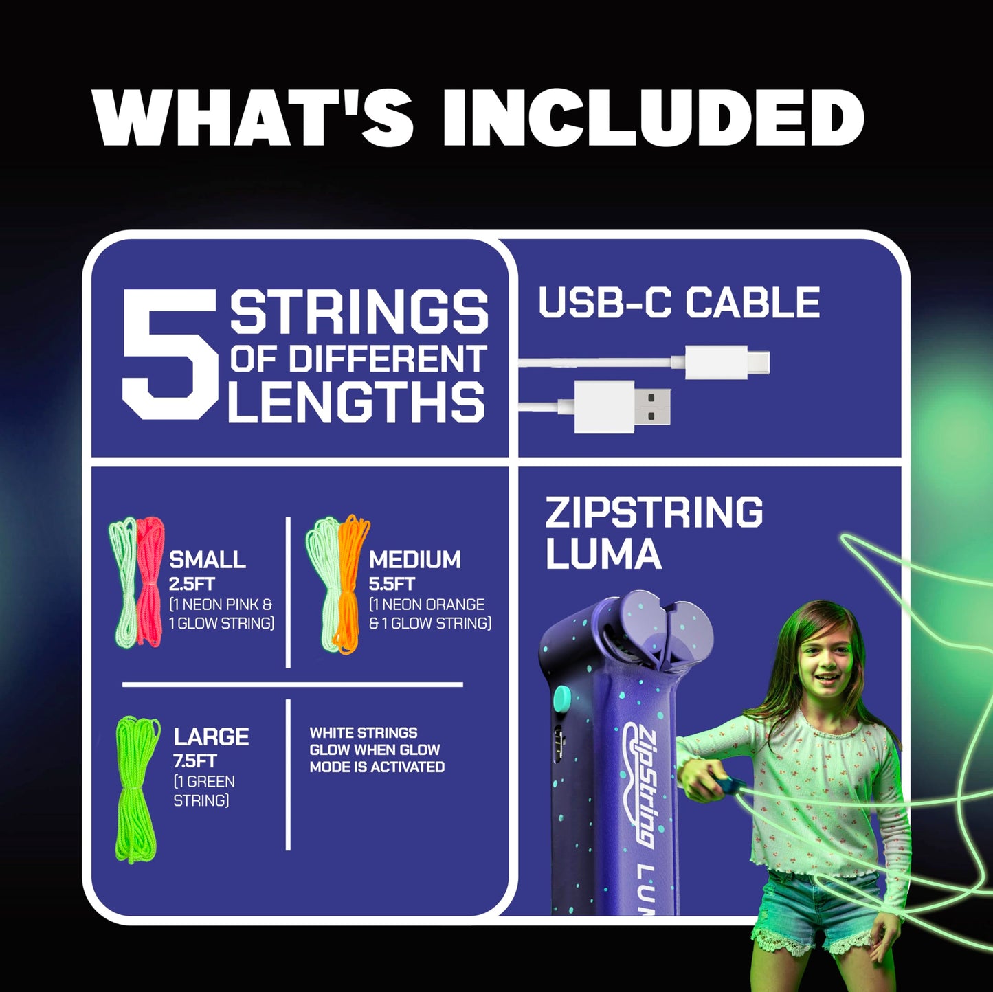 ZipString Luma - The Patented Glow-in-The-Dark Toy that Flies a Loop of String, Creates Endless Shapes and Tricks Built-in LED for Glowing Fun. Perfect STEM Gift for Kids & Adults. Wonderment Awaits