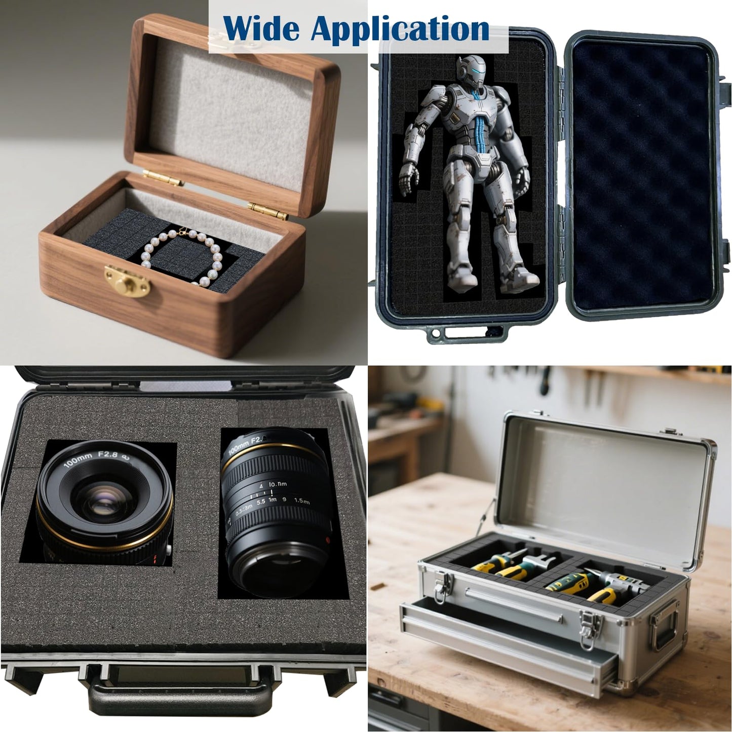 4 Pcs Pick and Pluck Foam 16 x 12 x 2 Inch, Foam Inserts For Cases, Gun Case Polyurethane Foam Sheet for Toolboxes, Storage Drawer, Camera Storage, Game Box, Crafts (16"x12"x 2", 4Pack)