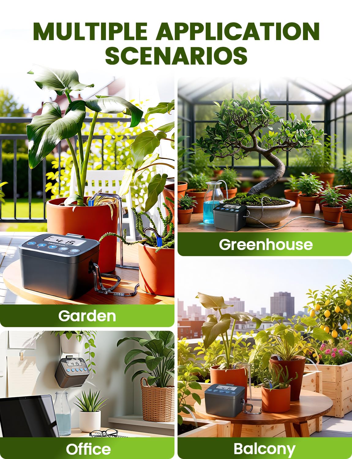 Automatic Watering System for Potted Plants, Drip Irrigation Kit System, Plant Self Watering Devices for Office Patio Greenhouse GrowTent, with Programmable Water Timer(Black