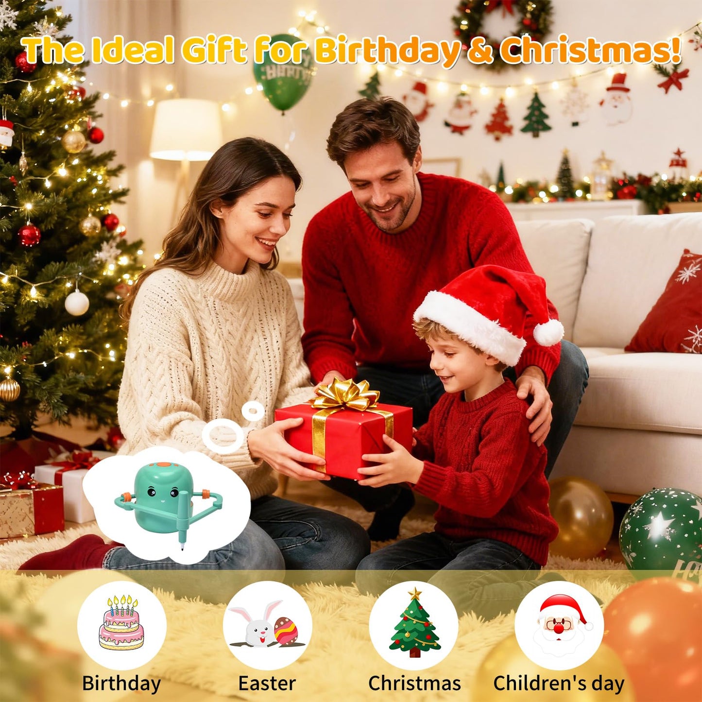 Drawing Robot for Kids, Voice Interactive Educational Drawing Machine with 150 Drawing Cards, Montessori Learning Toys for Kids Ages 3-8, for Boys & Girls (Green)