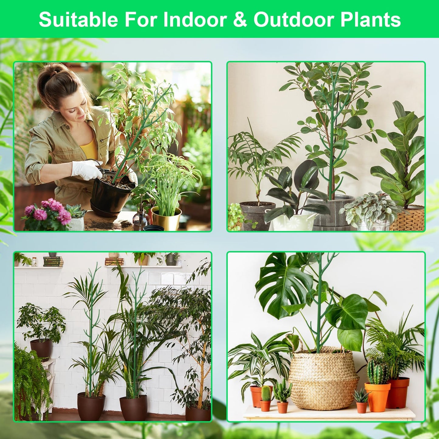 letesult 11 Pack Monstera Plant Support - 71.4" Plant Support Stakes for Indoor Plants Sticks Support Tall Indoor Plant Stakes with Twist Ties Stackable Plant Stem Support for Monstera Plants