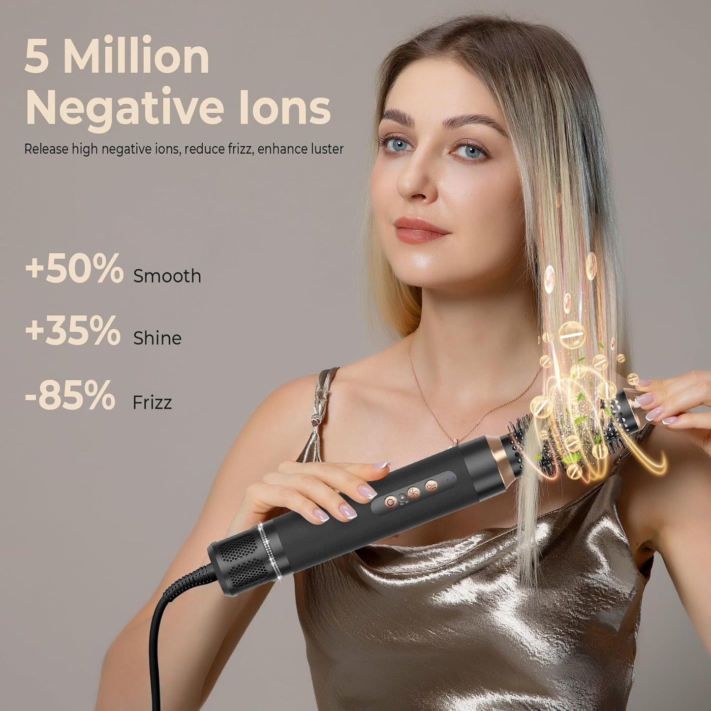 7 in ONE Hair Dryer Brush, Powerful Blow Dryer Brush with Auto- Wrap Curler, Detachable Fast Drying, Volumizing, Curling, Straightening, Ionic Hair Dryer with Diffuser, Hair Styling Tools 100-120V