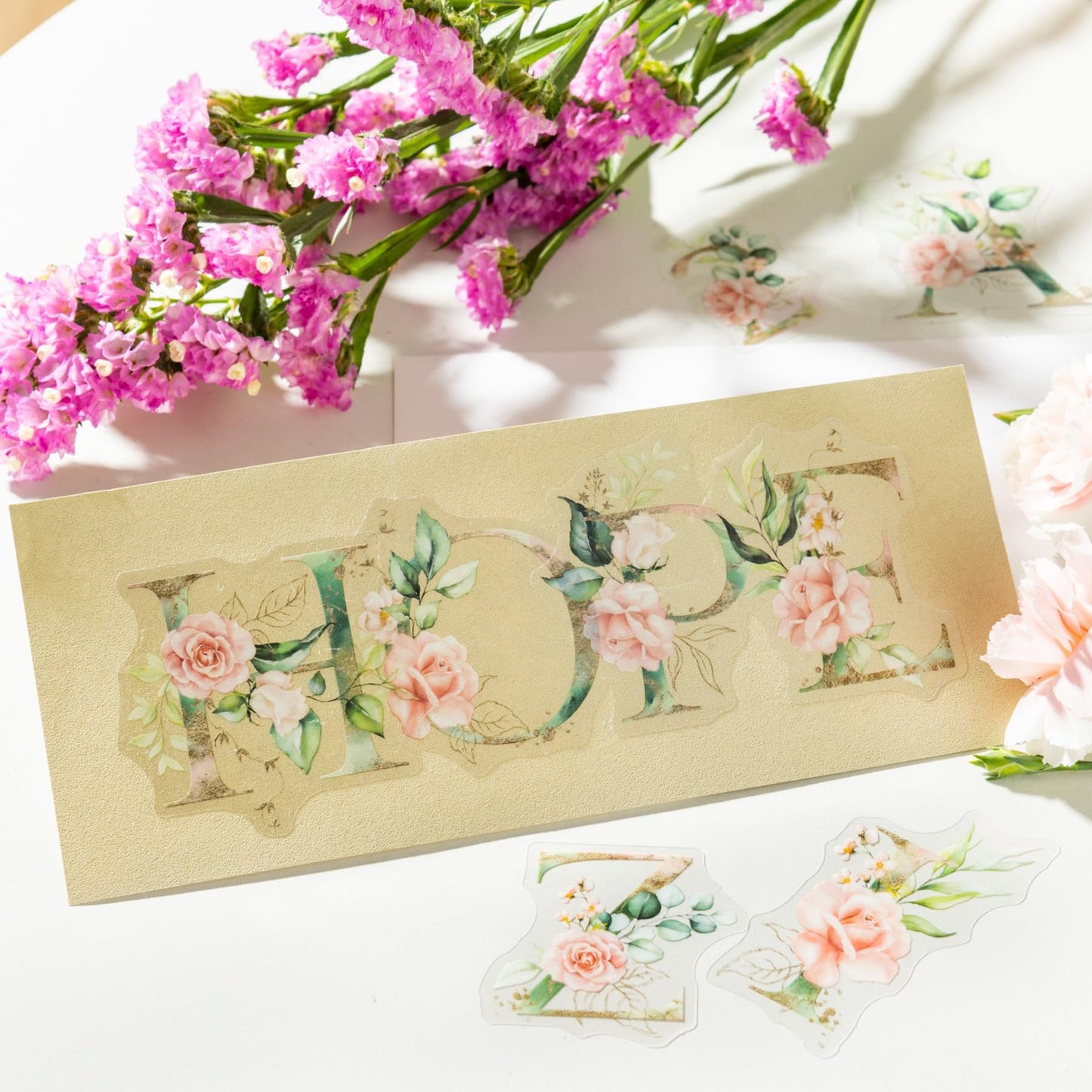 Miyouluna 216PCS Floral Alphabet & Number Stickers Set, Waterproof Letter PET Stickers for Scrapbooking, Journaling, DIY Crafts, Card Making