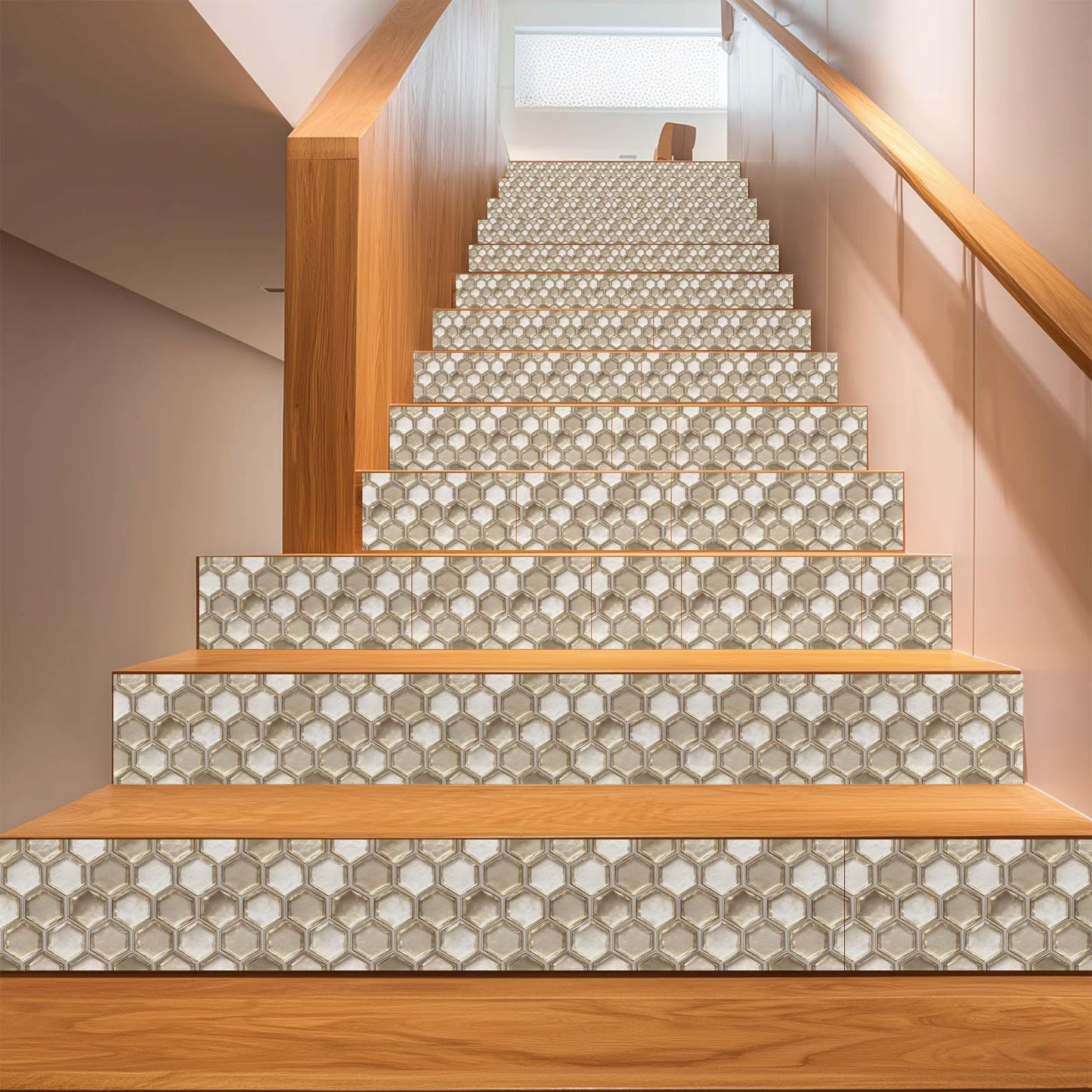 HOMETITUTE 20Pcs Hexagon Gold Glass Look Tile Stickers Peel and Stick Decorative Tiles Waterproof Removable Sticker Tiles Backsplash Decals for Kitchen Bathroom Fireplace Wall Covering 4x4 Inch not 3D